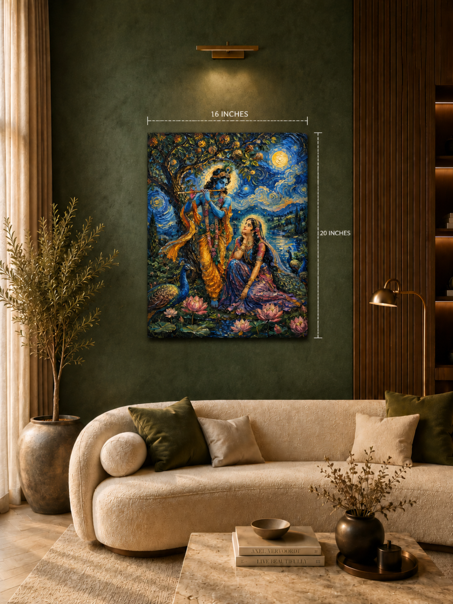 Radha Krishna Night Sky Canvas Print 16 x 20 Inch | Premium Ready to Hang Wall Art for Home Décor